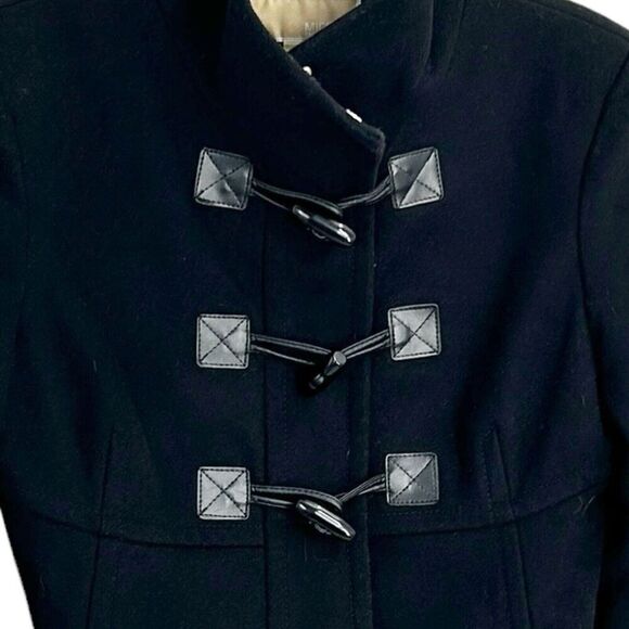 Michael Kors Wool Blend Peacoat Zipper Front Toggle Black Button Size 4 - Picture 8 of 16